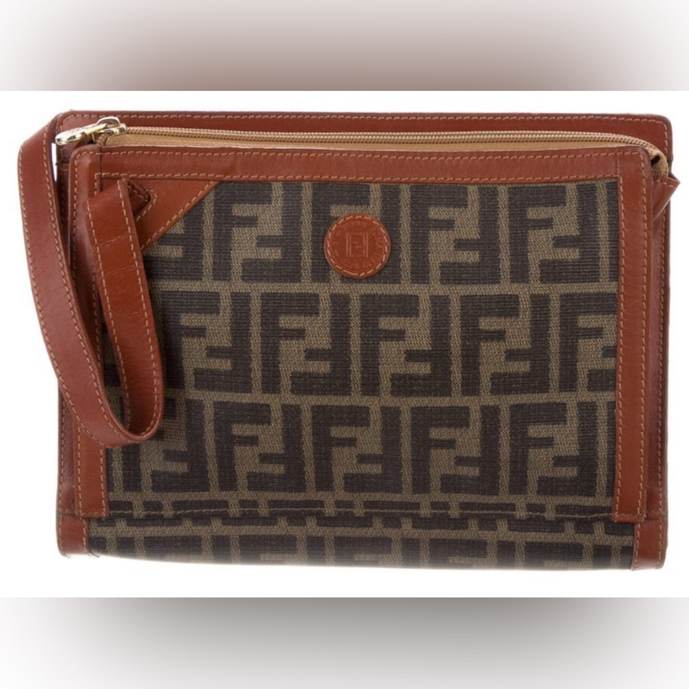 Vintage Fendi Zucca Clutch / Wristlet